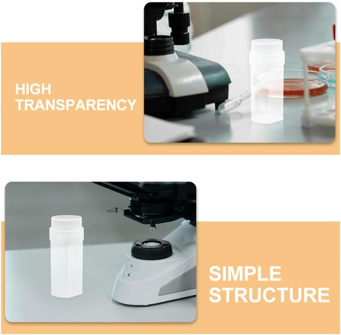 CHILDWEET 4pcs High Transparency Plastic Coplin Staining Jars with Lids and 5 Slides Capacity Rack for Microscope Slide Staining in Laboratory