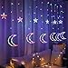 LED Lichterkette mit 9 Stern 3Mond, 138 LEDs Lichtvorhang, Weihnachtsbeleuchtung, Sternvorhang, 8 Modi für Innen- und Außeneinsatz, Stern Vorhang Lichter, Weihnachten, Party, Hochzeit, Garten, Balkon