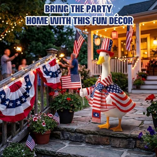 Mastom Patriotic 4th of July Porch Goose Outfits Fits 23" Goose Statue — view 5