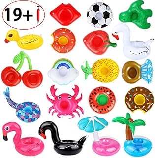 Dreampark Inflatable Drink Holders, 20 Pack Drink Floats Inflatable Cup Coasters with Mini