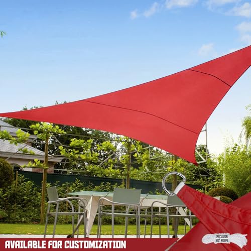 TANG Sunshades Depot 7x7x10 Right Triangle Waterproof Knitted Shade Sail with 6 inch Kit Curved Edge Red U*V Block Shade Fabric Pergola Carport Awning Canopy Replacement Awning