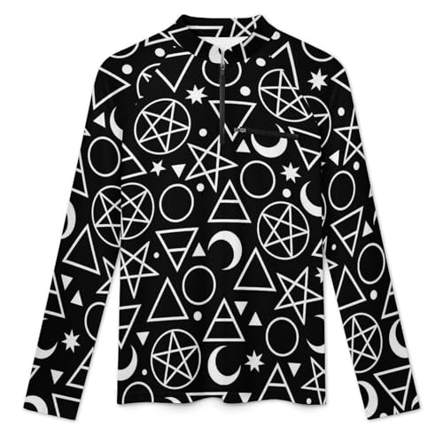 Alchemical Signs Men's Rash Guard Long Sleeves Quick Dry Fishing Workout Shirts with Zipper3