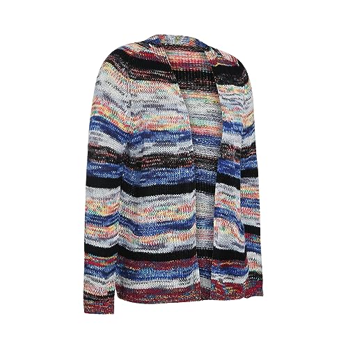 Women's Rainbow Striped Multicolor Long Sleeve Knitted Cardigan Sweater Draped Kimono Style Casual Outwear2