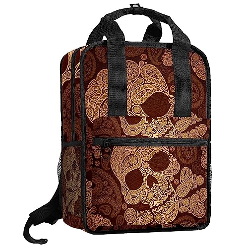 Sac à dos garçons pour l'école et sorties avec motif crâne doré stylé