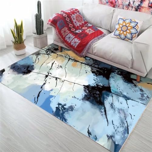 Alfombra infantil azul y abstracta de 100x160 cm ideal para decorar la habitación de una niña 2