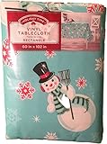 Holiday Tossed Snowman Vinyl Tablecloth (60 X 102 inch)