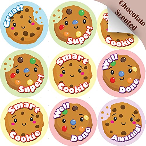 120 Smart Cookie 30mm Chocolate Scented Reward Stickers for Teachers, Parents and Party Bags