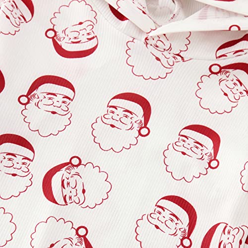 Pulôver com capuz para bebês meninos e meninas de Natal manga comprida com estampa de Papai Noel mol
