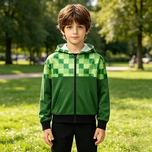 Sweat à capuche jeu vidéo vert garçon 11-12 ans au style décontracté - 2