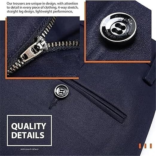 Calormas Mens Pants, Timelessflex - Men's High Stretch Straight Fit Pants, Classic-Fit Wrinkle-Resistant Suit Pants3