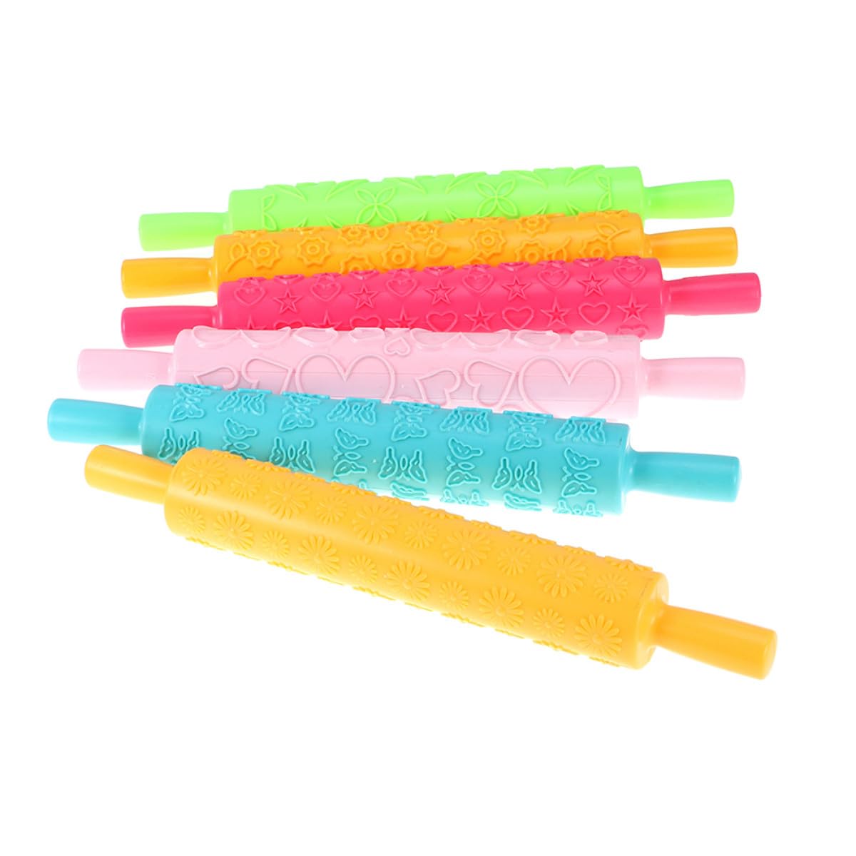 Housoutil Rouleau à Pâte en Plastique 8pcs Motifs Décoratifs, Facile à Nettoyer, pour Fondant et Pâtisserie, Accessoires Créatifs Cuisine DIY Plusieurs Styles