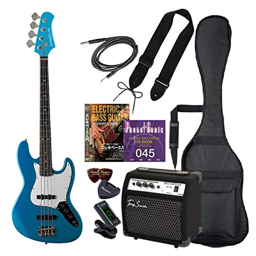 Photogenic プレシジョンベース メタリックブルー ② Amazon | PhotoGenic エレキベース 初心者入門エントリーセット ジャズ
