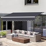 VUYUYU 8.2'x6.5' Patio Awning Retractable Awning Cover Sunshade Shelter Outdoor Canopy with Crank Handle and Water-Resistant Polyester for Courtyard, Balcony, Shop, Restaurant, Cafe, Deck (Light Grey)