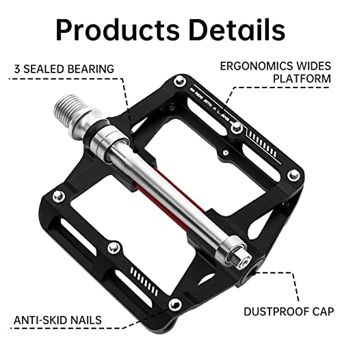 Olywan Mountain Bike Pedals Mtb Bicycle Flat Pedals 9/16" Cnc Aluminum 3 Sealed Bearing Non-Slip Pedals For Road Bmx Mtb Road Bikes #TOP2