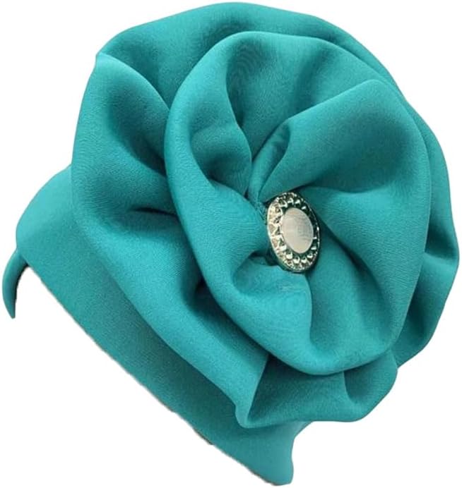 Women Trendy Big Flower Turban Hat Fashion Muslim Hijab Caps Diamonds Headwrap Ladies Chemo Cap African Hat