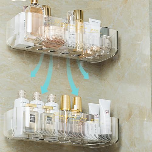Nmgkokew 2 Pezzi Mensole Bagno,Mensola per Il Bagno fissato al muro,Mensola da Doccia Senza Foratura,Mensola da Doccia Organizzatore per Bagno/Cucina