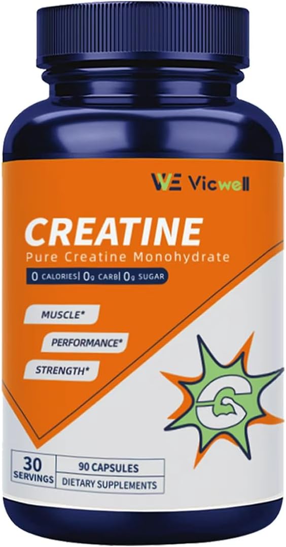 Creatine Monohydrate Capsules - Creatine Supplement, Muscle Building, Strength Training, Support Workout Recovery - Non GMO - Unflavored, Gluten Free, Keto Friendly - 90 Capsules