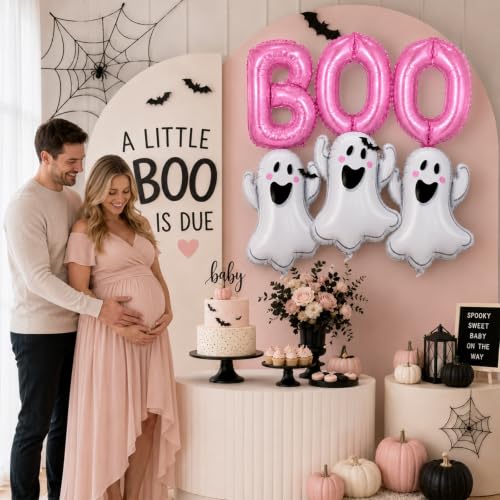 Image of Halloween Foil Balloons Pink Halloween Balloons Ghost Balloon BOO