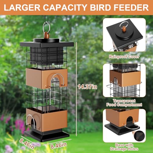 Auslar Bird Feeder, Metal Squirrel Proof Bird Feeders For Outdoors Hanging thumb #3