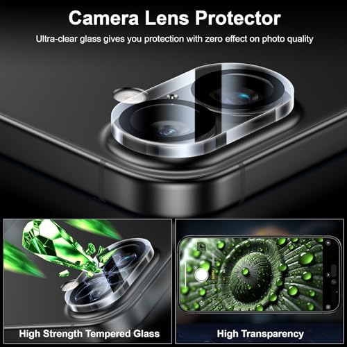 Image of Esanik [2+2 Pack for iPhone 16 Plus Privacy Screen Protector - Anti-Spy Tempered Glass & Camera Lens Cover, Military-Grade 9H Hardness, Anti-Scratch, Flawless Fit Tray