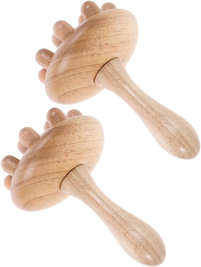 Wooden Massage Comb 2pcs Set, Wide Tooth Anti-Static Natural Scalp Massager Brush for Thick Hair Detangling and Head Relaxation
