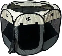 Casinha para Cães e Gatos Cercado Pet Portátil e Dobrável para Cães e Gatos com Tecido Impermeável de Fácil Montagem e Transporte Premium (Cinza)