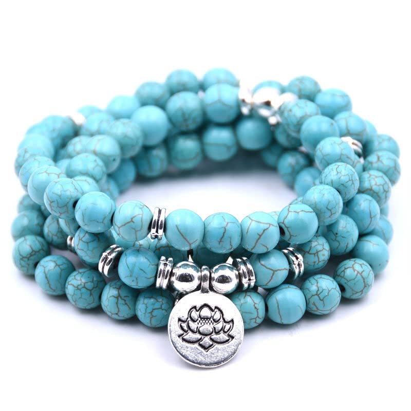 Collares de yoga Reiki de 108 cuentas con pulsera de piedra natural auténtica