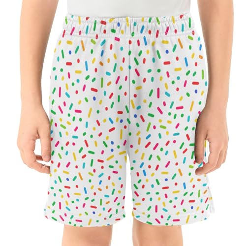 Sprinkles Colorful Crumbs Athletic Shorts with Zipper Pockets, Youth Boys Athletic Running Shorts for Summer2