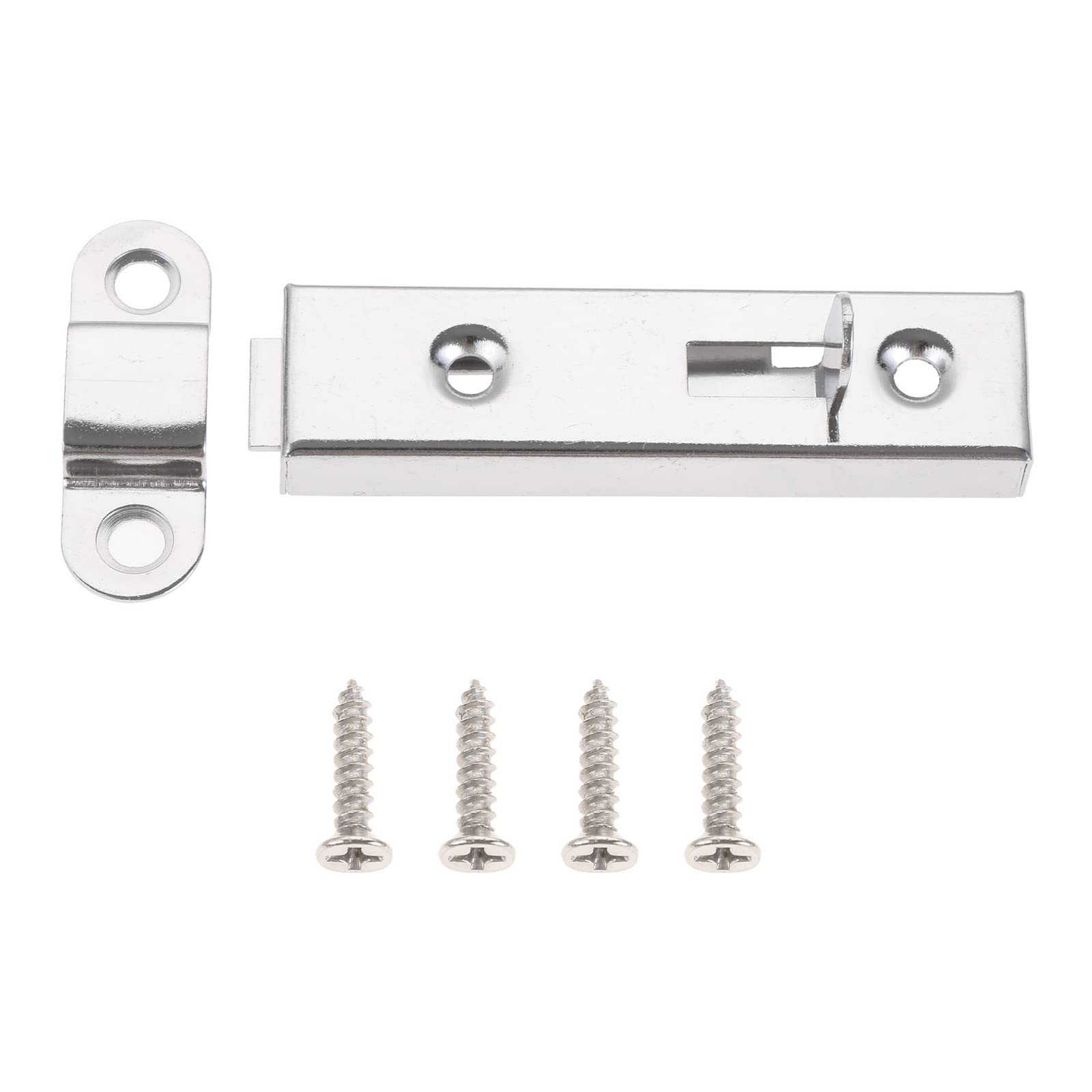 SFJSFIMQ Latch Lock Solid Sliding Door Bolt Latch w/Screw Hasp Staple Gate Safety Lock Chrome Silver Heavy Duty Metal Window Latch 61mm Shed Slides