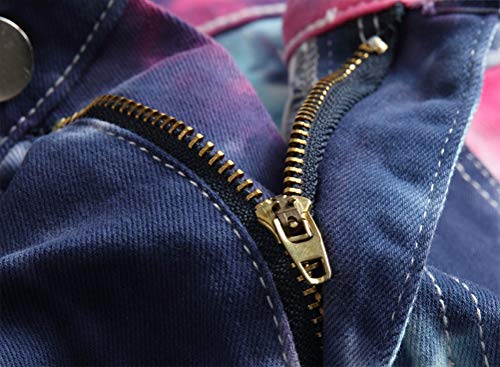 Idealsanxun Mens Stretch Jeans Pattern Ripped Skinny Biker Jeans Denim Pants (30, Colorful 539) #TOP3