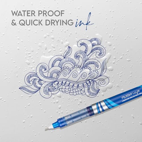 Image of Insight Liquid Ink Rollerball Pens | 0.5mm Micro Tip with Sleek & Lightweight Body | Quick-Dry, Smudge-Free Ink for Smooth Ink flow | Ideal for Office, School & Journaling (Blue Ink, Pack of 8)