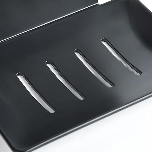 Miniatura 8 de Jabonera autoadhesiva para baño, soporte de jabón de aluminio sin perforaciones para ducha y cocina, color blanco, 1 paquete