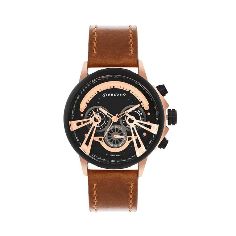 Giordano Men Leather Straps Analogue Watch GD-50011-01 (B0BQMBLHKQ) Amazon Price History, Amazon Price Tracker