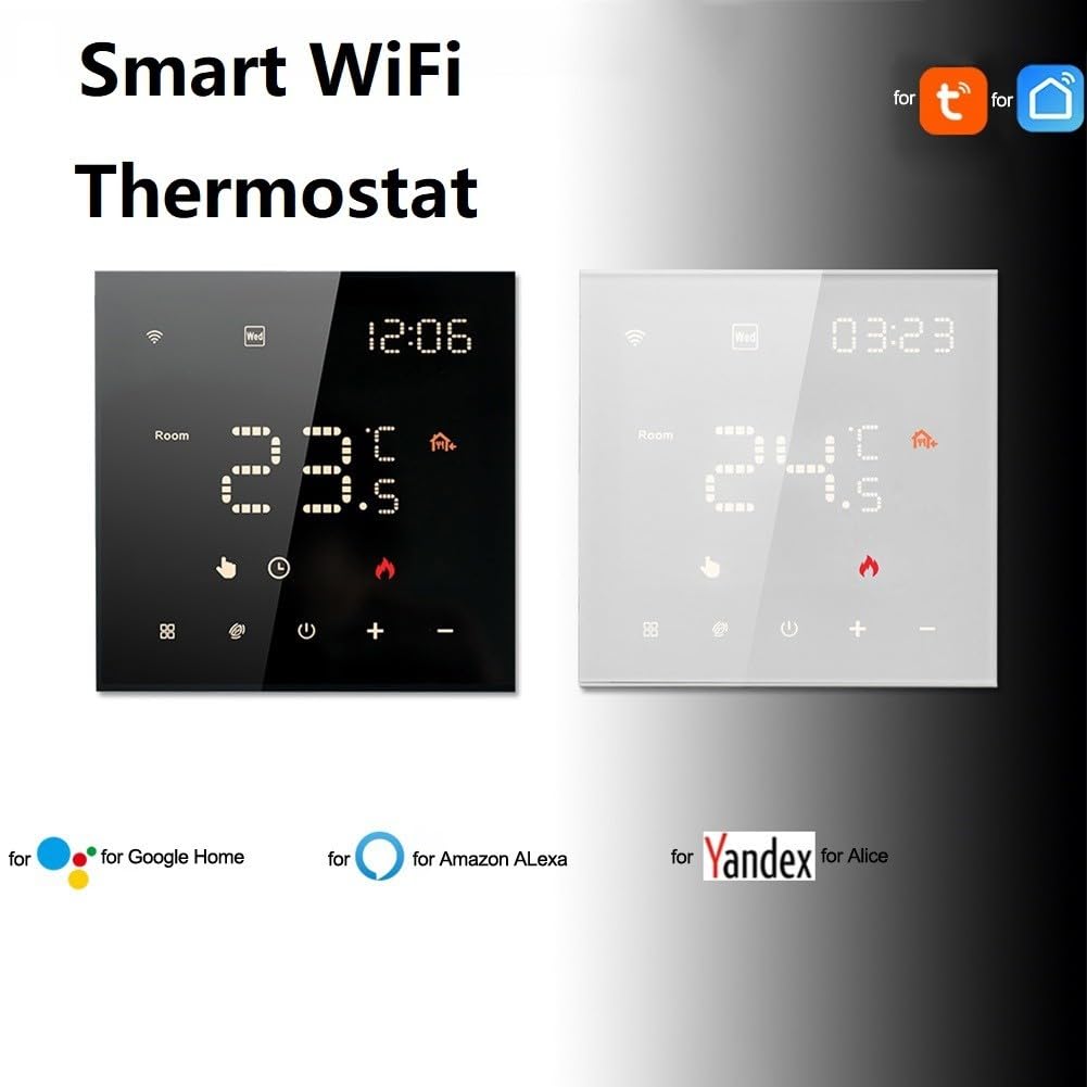 Termostato Ambiente WiFi Programmabile Settimanale per Sistemi di Riscaldamento e Raffreddamento - Cronotermostato Digitale con Risparmio Energetico fino al 23% - Compatibile per siri (White Electric)