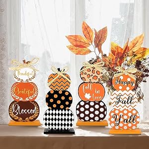 Barydat 6 Pcs Thanksgiving Table Decor Sign Stacked Pumpkins Wooden Pumpkins Stacked Thanksgiving Tiered Tray Decor Fall Decorations for Home Farmhouse Harvest Mantel Party Barydat 6 Pcs Thanksgiving Table Decor Sign Stacked Pumpkins Wooden Pumpkins Stacked Thanksgiving Tiered Tray Decor Fall Decorations for Home Farmhouse Harvest Mantel Party