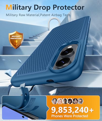 Image of FNTCASE for Samsung Galaxy S25-Edge Case: Lightweight Cell Phone Cover Military Grade Drop Protection with Non Slip Textured Back | Rugged Shockproof Protective Bumper Cases(Blue)