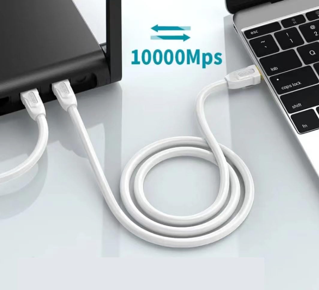 Elfcam - 40m Ethernet Kabel Cat 7 RJ45,STP 100% Kupfer, 10 Gbit/s 600 MHz, LAN Netzwerkkabel Rund Ø6,0mm, Kompatibel mit Router, PC, TV, Konsole – Weiß
