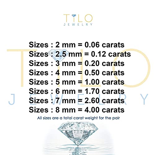 14K White Gold Solitaire Round Cubic Zirconia Cz Stud Earrings In Secure Screw-Backs (5Mm) #TOP6