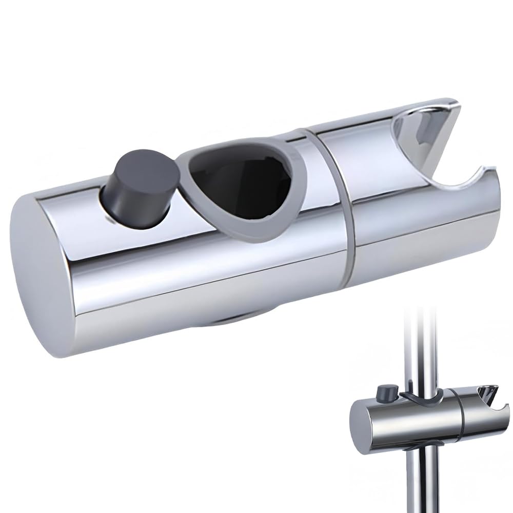 Showerhead Holder Adjustable Shower Bracket Universal 360° Rotation Pole Shower Riser Rail Slider for Bathroom 25mm Diameter Hand Sprayer Holder Clamp Replacement