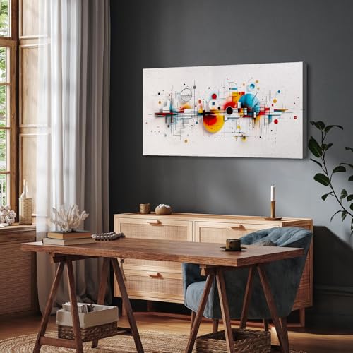 SERIMINO Colorful Abstract Large Wall Art, Geometric Dot Line Minimalist Canvas Prints Paintings, Modern Aesthetic Pictures Wall Decor Living Room Bedroom Game Room, Office Decor Artwork 30"X60"