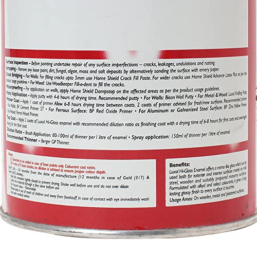 Image of BERGER Luxol Hi Gloss Enamel Smoke Grey 4Ltr