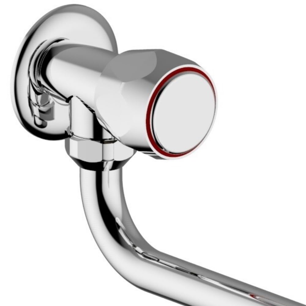 Schläfer 3431210 | Robinet mural simple pour salle de bain et cuisine Robinet pour évier, Robinet mural 1/2 eau froide pour évier, bec pivotant en S x 200 mm, Chrome