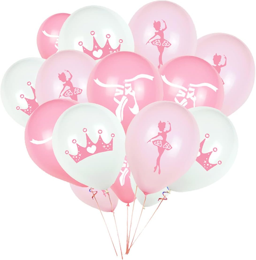 Ballet Party Decorations Balloons,18pcs Dancing Ballerina Pink White Balloons for Girl Princess Birthday Baby Shower Wedding Party Decorations