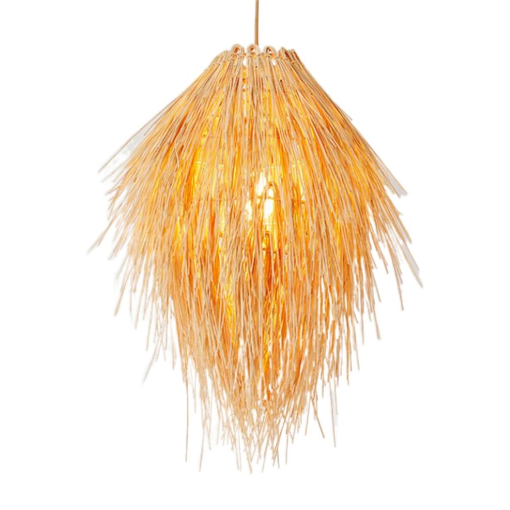 LYMSXAZOU 19.7" Rattan Chandelier Pendant Light, DIY Handwoven Bamboo Lamp Shade Lighting Coastal Wicker Hanging Light Fixture E27 Height Adjustable For Dining Room, Kitchen Bedroom, Entryway, Foyer