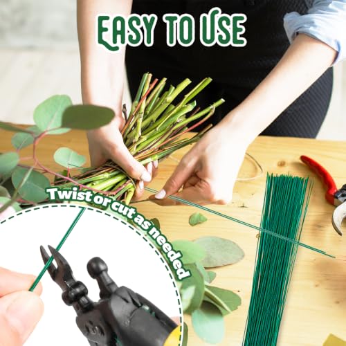 Image of 100 Pcs Green Floral Wire Stems,18 Gauge Green Flower Wires,Artificial Floral Wire for Festival Flowers,Florist Floral Arrangements,DIY,14 Inch