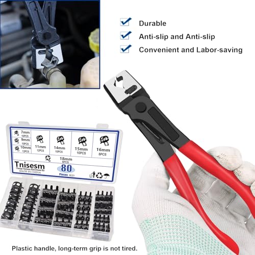 Image of Tnisesm 81Pcs Spring Band Hose Clamps Assortment Kits with Hose Clamp Pliers Silicone Vacuum Hose Pipe Clamp 7mm 9mm 10mm 11mm 14mm 15mm 16mm 18mm Low Pressure Air Clip Clamp