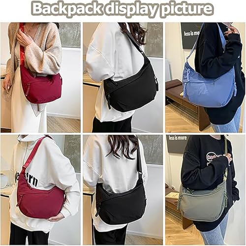 Quantifyn Crossbody Bag, Fashion Plain Color Nylon Crossbody Hobo Bag, Built-in Compartments for Easy Storage2