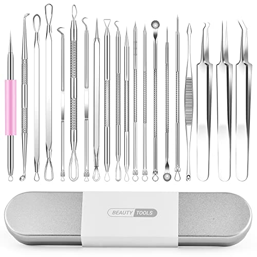Cremas Y Tratamientos, Video On Demand Kit Removedor de Espinillas, 20 Kits de Acero Inoxidable con Caja de Almacenamiento, Eliminación de Acné, Puntos Negros, Eliminación de Partículas de Grasa,...