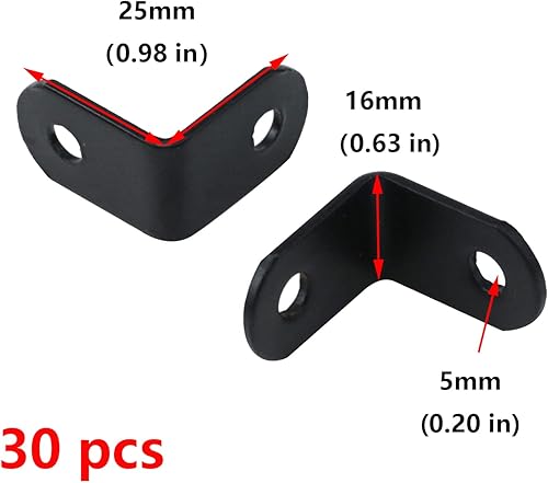 Miniatura 2 de Antrader Soportes de ángulo recto negros de 1 x 1 pulgada en forma de L, soportes de estante de acero inoxidable para madera, estantes, muebles,