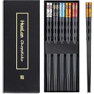 Fiberglass Chopsticks Series – Japanese Non-Slip Luxury Reusable Chopsticks 5 Pairs Gift Set